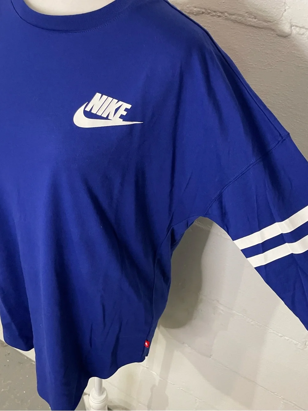 Nike Long Sleeve Tee in Royal Blue with White Stripes